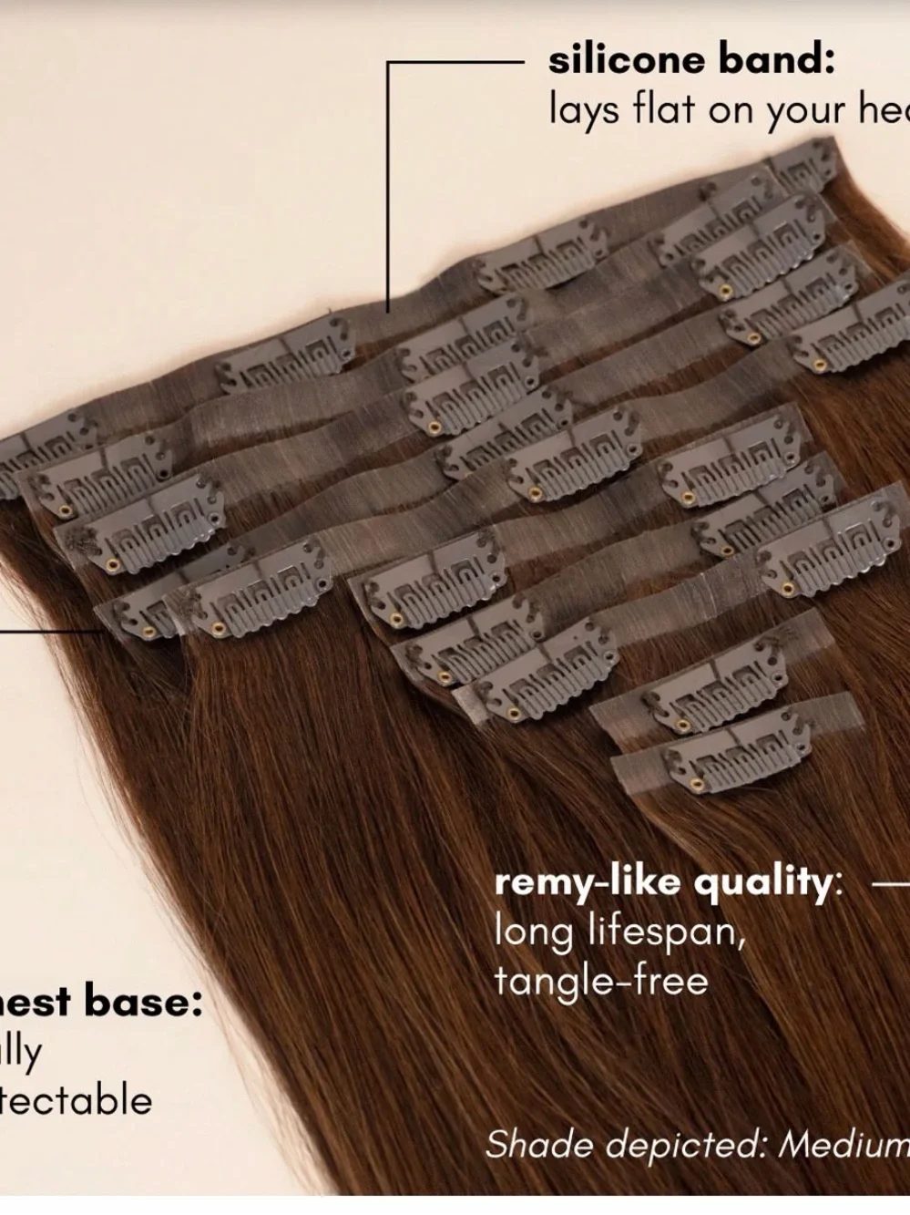 Warm Brown Clip- in Hair Extension with Blonde Highlights 20 inches.